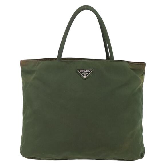 PRADA Tote Bag Nylon Khaki Silver Auth bs29922 - Picture 13 of 16